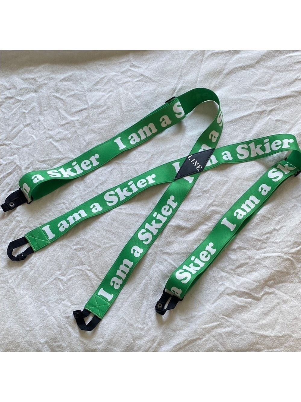 Green "I am a Skier" Suspenders by Line